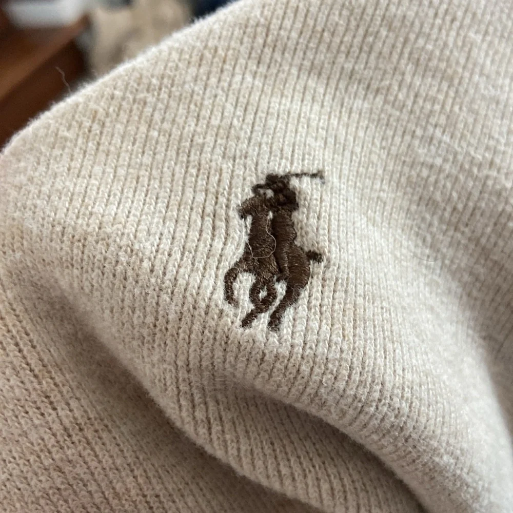 Polo Ralph Lauren Luxury Jersey Quarter-Zip Pullover Tuscan Beige Heather Sz XL
